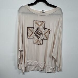 Sew In Love Womens Tunic Size S Dolman Long Sleeve Aztec Western Cross Relaxed